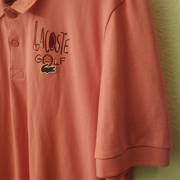 Lacoste Sport Pink Golf Polo Shirt Rubber Crocodile Mens Sz Medium - Picture 10 of 15